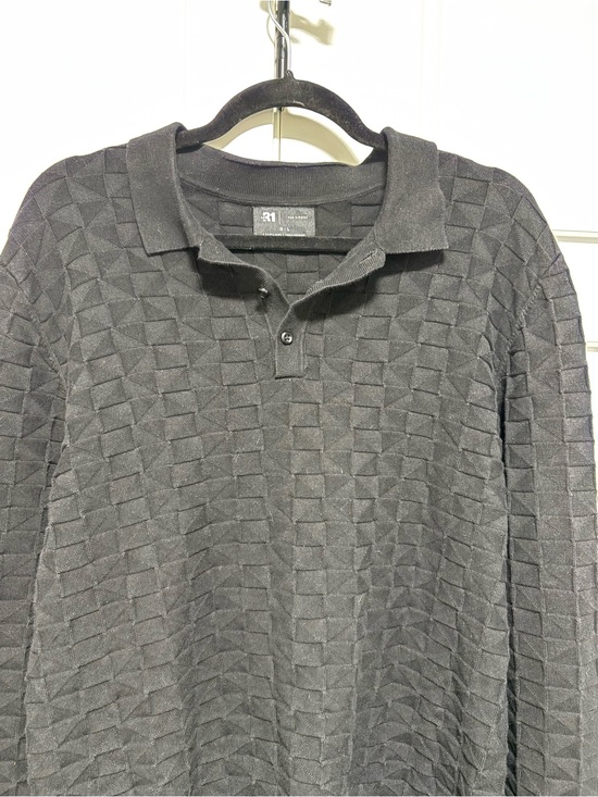 Raf Simons Other - Raf Simons Black Textured Geometric Polo